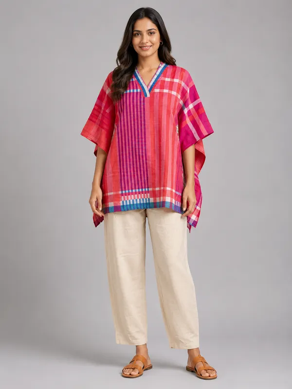 Pink_Checked_Kaftan_Co_Ord_Set