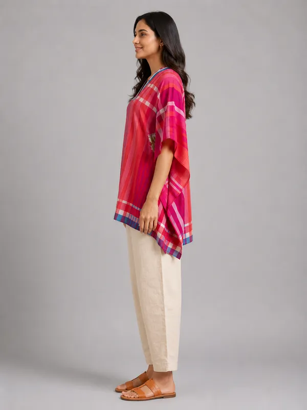 Pink_Checked_Kaftan_Co_Ord_Set