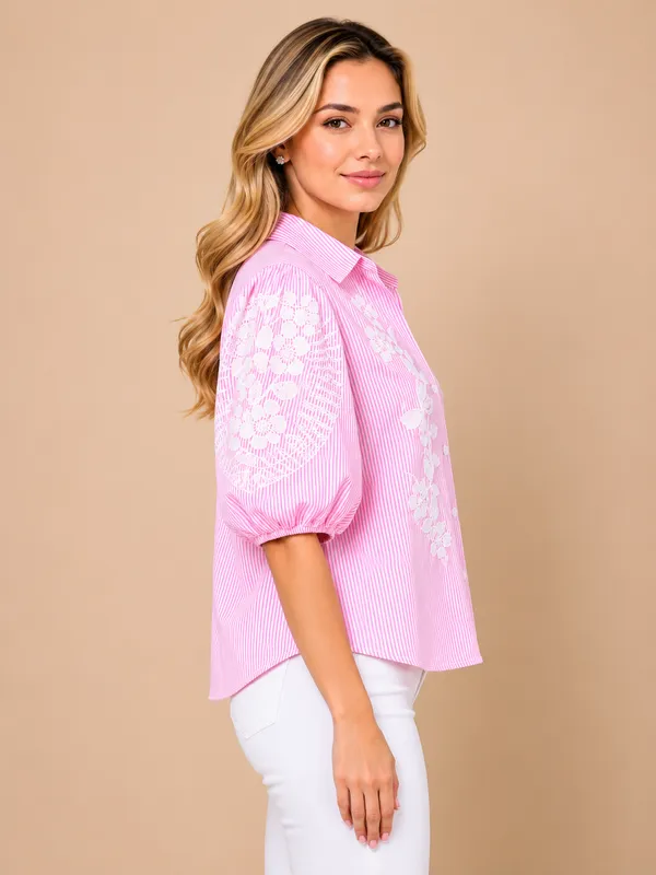 Pink_Stripe_Floral_Embroidered_Puff_Sleeve_Shirt