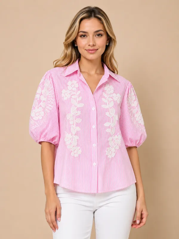 Pink_Stripe_Floral_Embroidered_Puff_Sleeve_Shirt