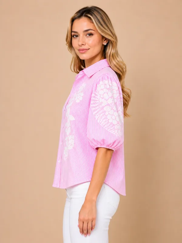 Pink_Stripe_Floral_Embroidered_Puff_Sleeve_Shirt