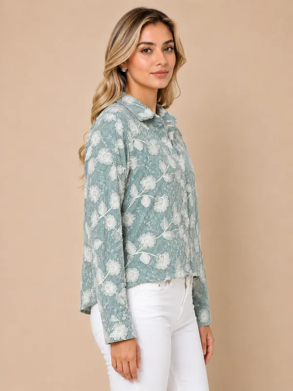 Green_Stripe_Floral_Embroidered_Shirt