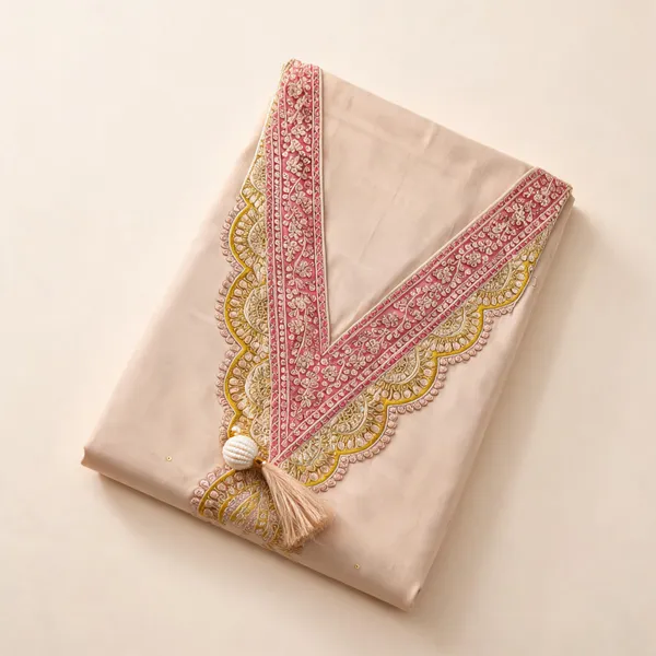 Beige_Gold_Embroidered_Semi_Stitched_Kurti_Set_Default_Title