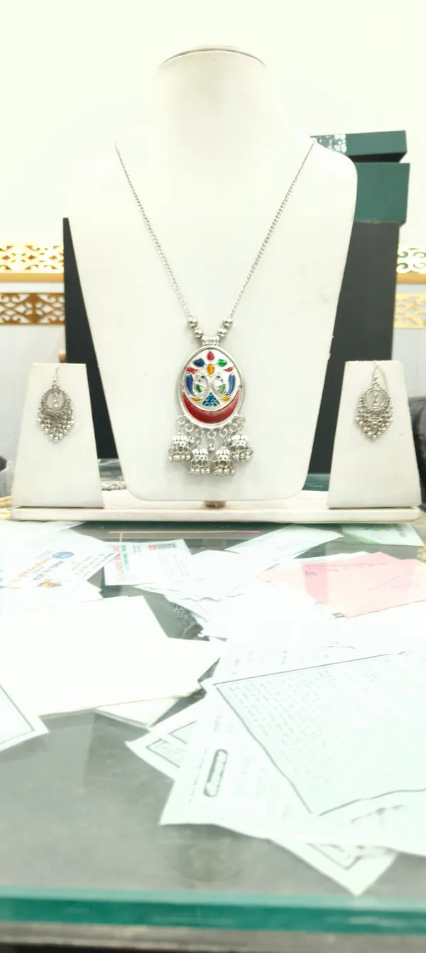 Multicolor_Enamel_Oxidised_Pendant_Necklace_Set