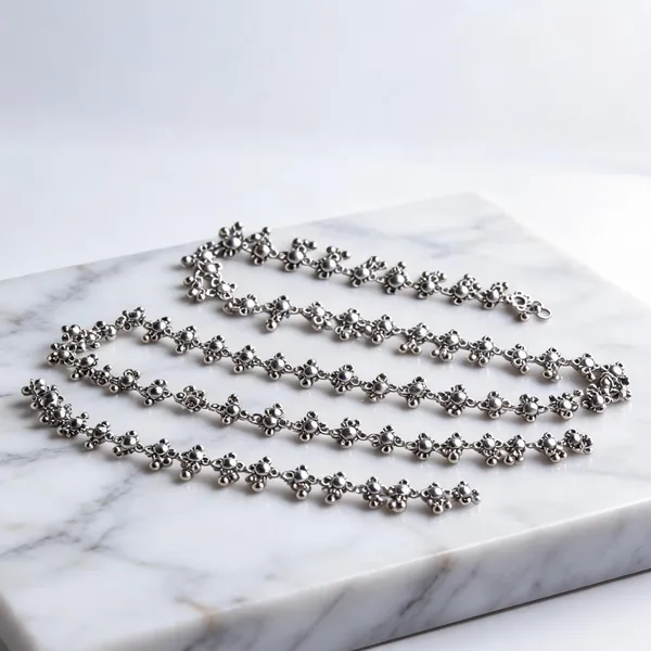 Silver_Floral_Motif_Anklet_Set_For_Women