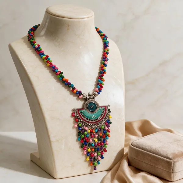 Multicolour_Beaded_Layered_Statement_Necklace_For_Women