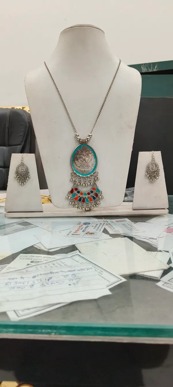 Multicolor_Oxidised_Turquoise_Red_Accent_Necklace_Set