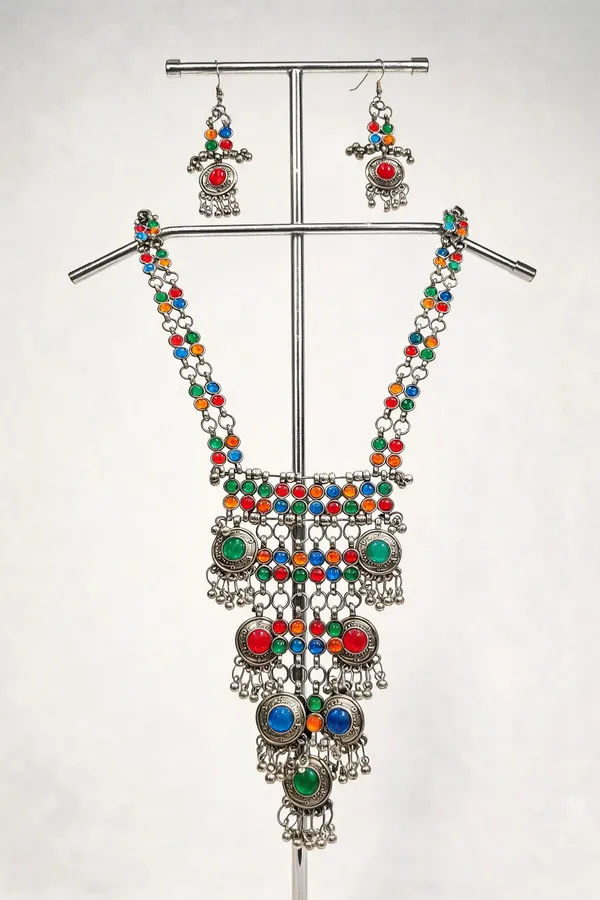 Multicolour_Oxidized_Stone_Statement_Necklace_Set_For_Women