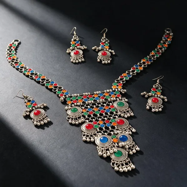 Multicolour_Oxidized_Stone_Statement_Necklace_Set_For_Women