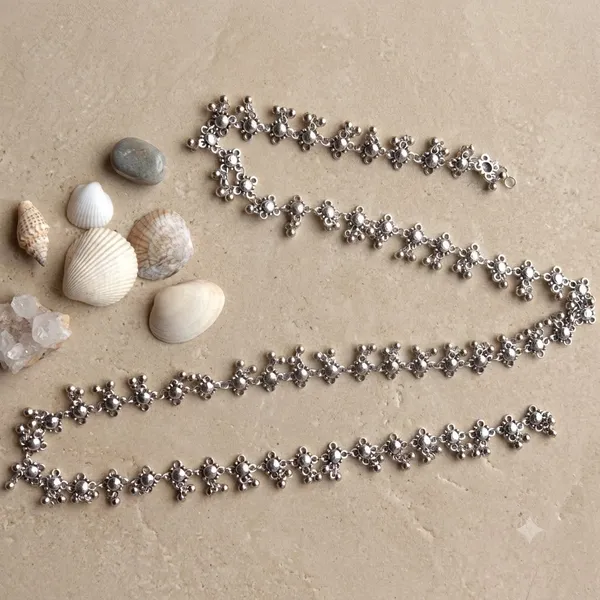 Silver_Floral_Motif_Anklet_Set_For_Women
