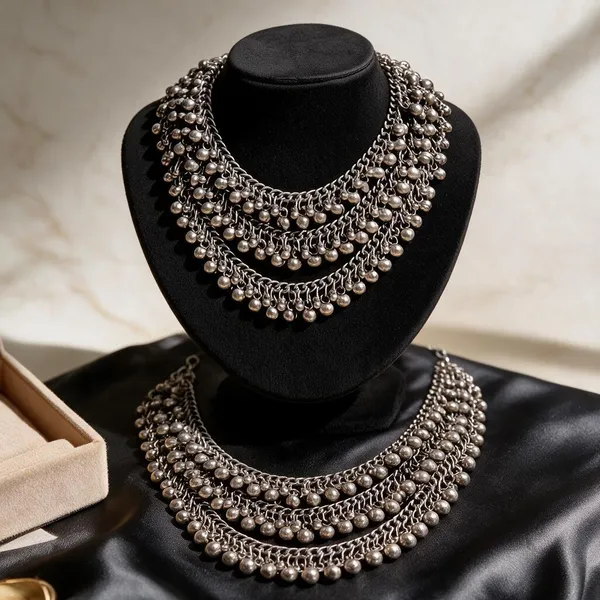 Silver_Oxidised_Layered_Beaded_Statement_Necklace