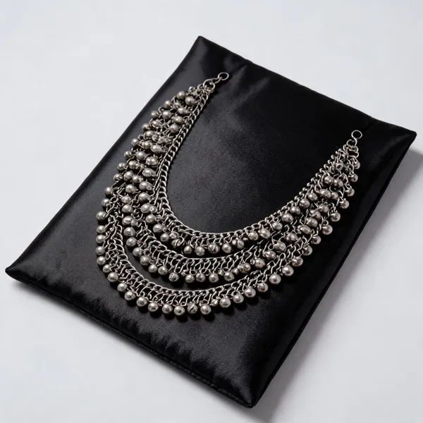 Silver_Oxidised_Layered_Beaded_Statement_Necklace