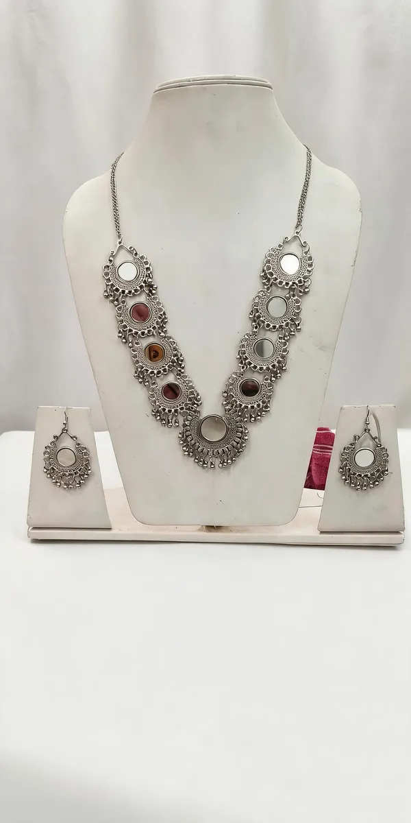 Silver_Oxidized_Round_Motif_Layered_Necklace_Set_For_Women