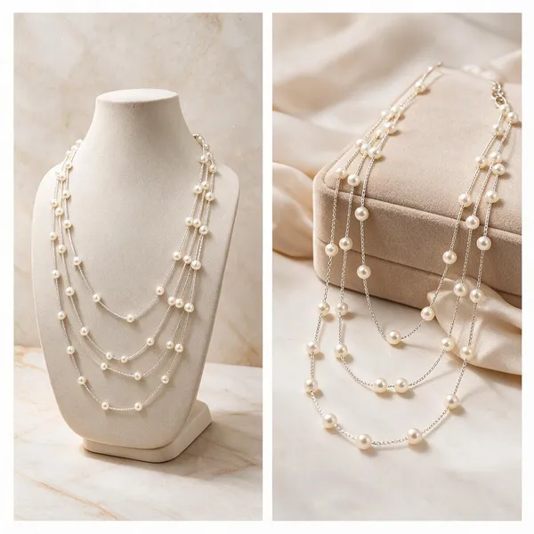 White_Pearl_Three-Layered_Chain_Necklace_For_Women
