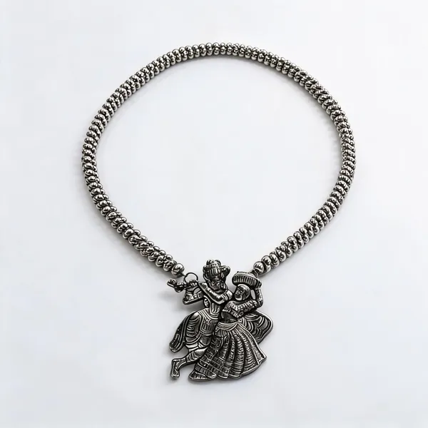 Silver_Radha_Krishna_Traditional_Pendant_Necklace_For_Women