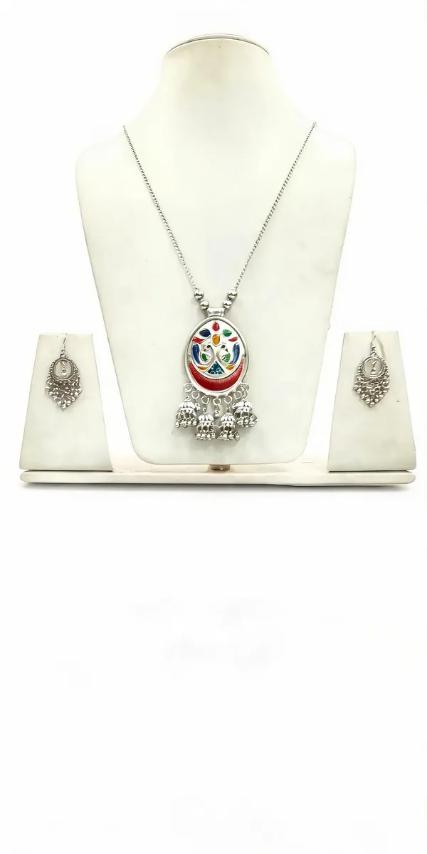 Multicolor_Enamel_Oxidised_Pendant_Necklace_Set
