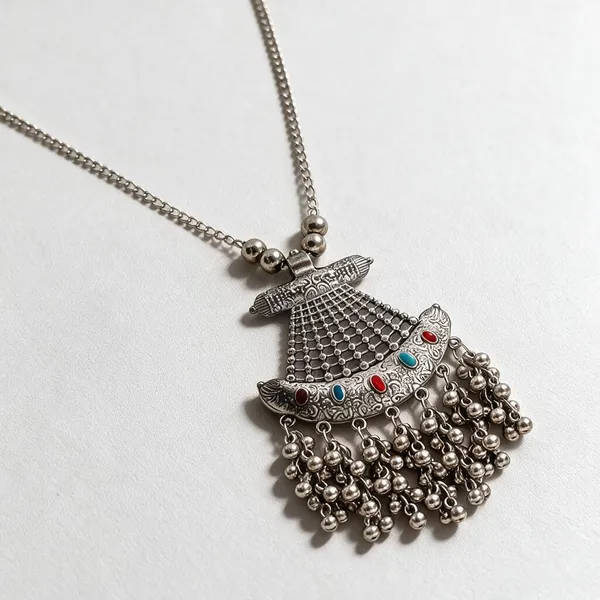 Silver_Oxidised_Multi-Stone_Traditional_Pendant_Necklace