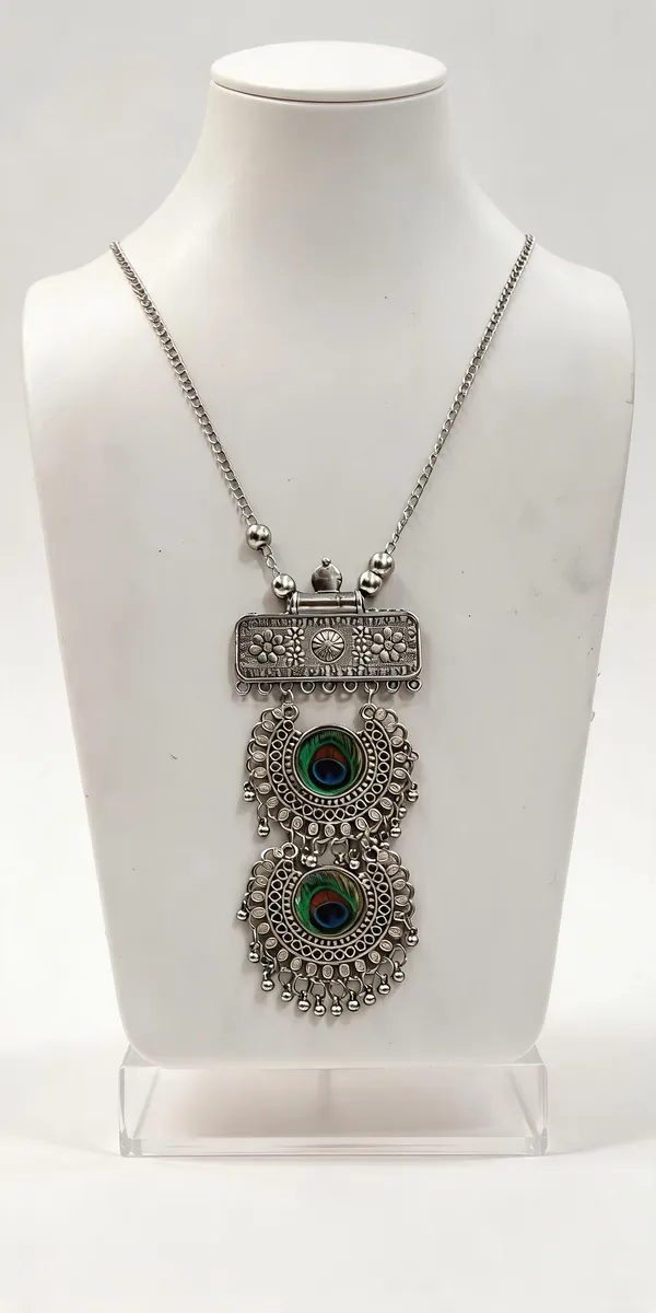 Silver_Oxidized_Engraved_Statement_Necklace_For_Women