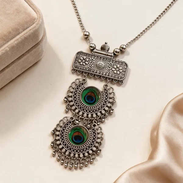 Silver_Oxidized_Engraved_Statement_Necklace_For_Women