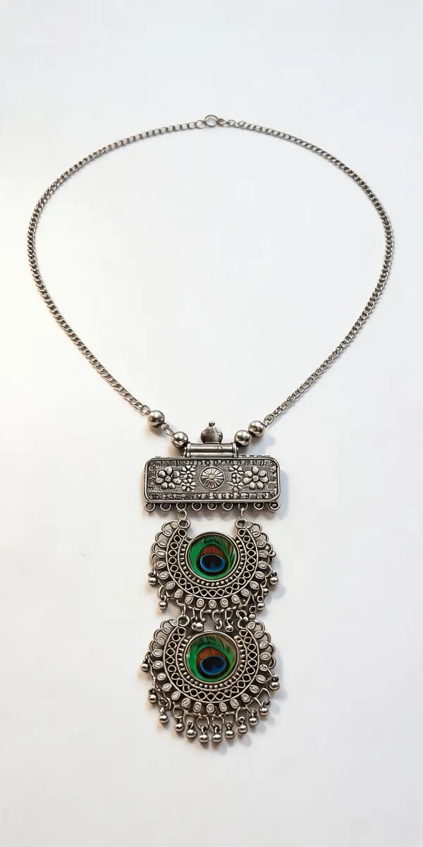 Silver_Oxidized_Engraved_Statement_Necklace_For_Women
