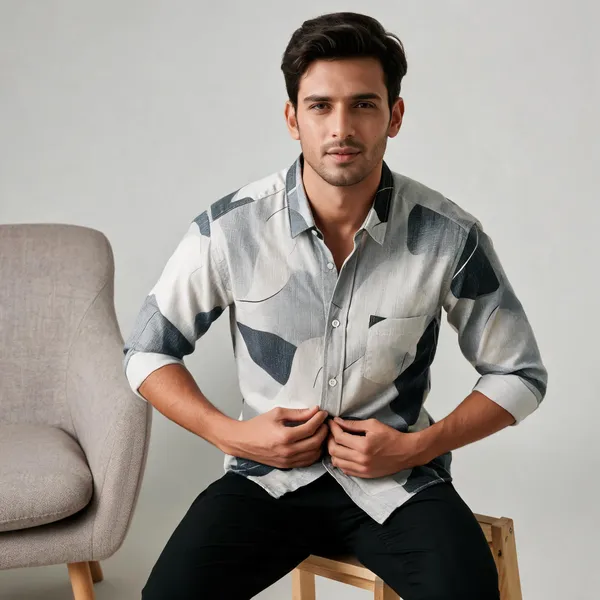 Grey_Cotton_Geometric_Colour-Block_Casual_Shirt_For_Men