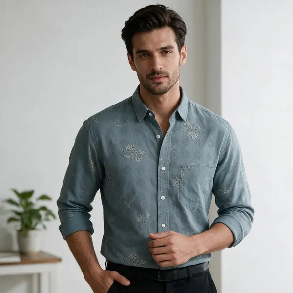 Grey_Cotton_Floral_Print_Casual_Shirt_For_Men