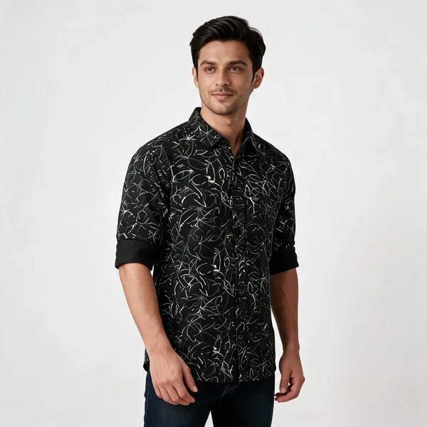 Black_Cotton_Abstract_Print_Casual_Shirt_For_Men