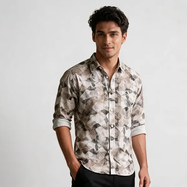 Beige_Cotton_Geometric_Print_Casual_Shirt_For_Men
