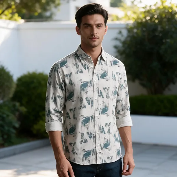 White_Cotton_Abstract_Brushstroke_Print_Casual_Shirt_For_Men