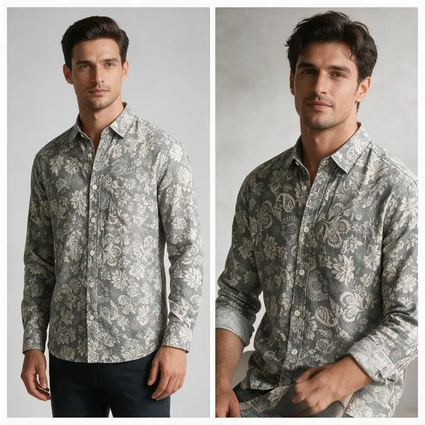 Grey_Cotton_Floral_Print_Casual_Shirt_For_Men