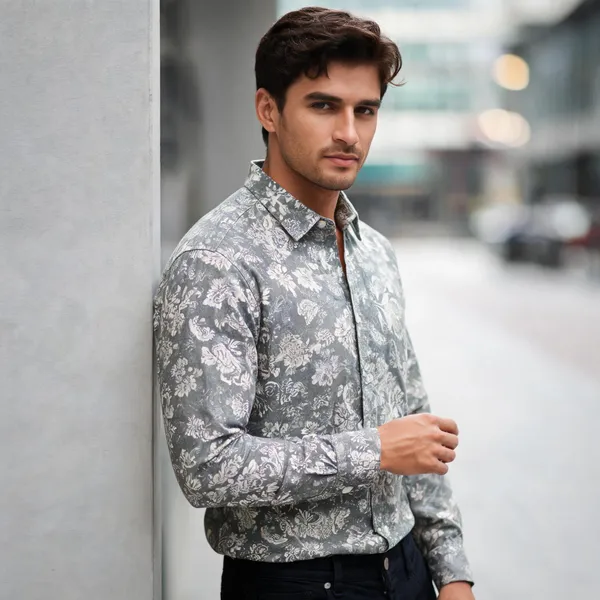 Grey_Cotton_Floral_Print_Casual_Shirt_For_Men