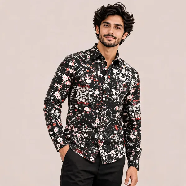 Black_Cotton_Abstract_Print_Casual_Shirt_For_Men