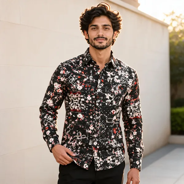 Black_Cotton_Abstract_Print_Casual_Shirt_For_Men