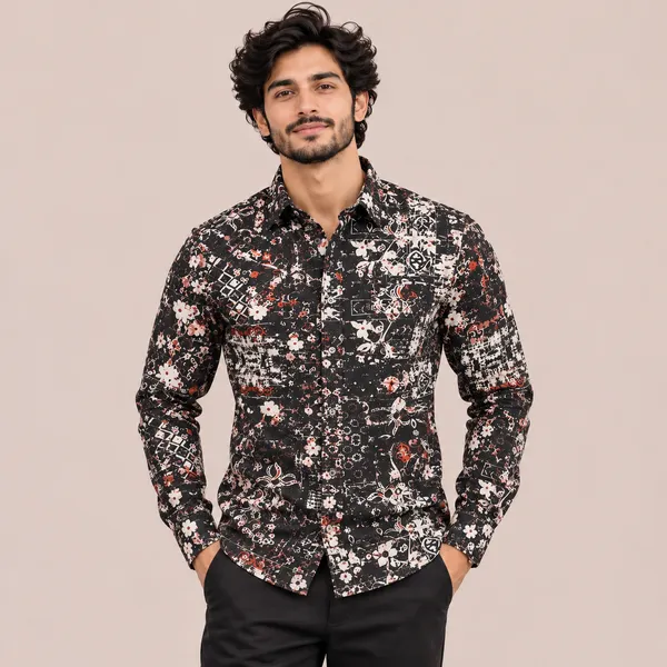 Black_Cotton_Abstract_Print_Casual_Shirt_For_Men