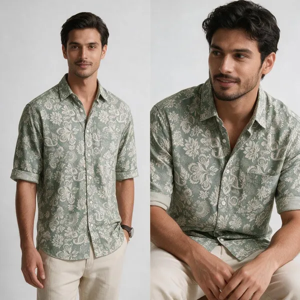 Green_Cotton_Floral_Print_Shirt_for_Men