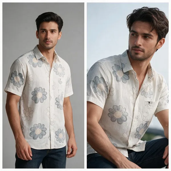 White_Cotton_Floral_Print_Casual_Shirt_For_Men