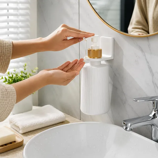 Plastic_Wall_Mounted_Ribbed_Hand_Wash_Dispenser_Set_White_-_Pack_Of_2
