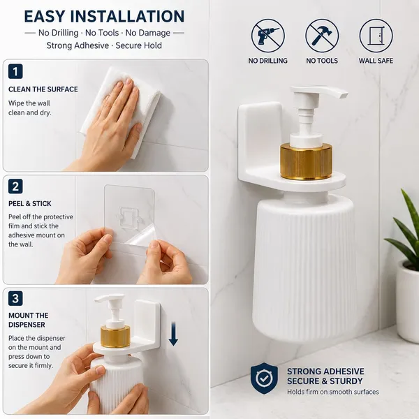 Plastic_Wall_Mounted_Ribbed_Hand_Wash_Dispenser_Set_White_-_Pack_Of_2