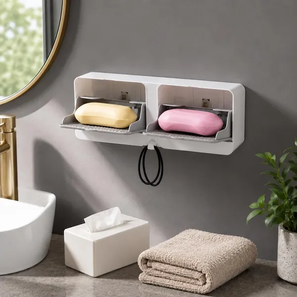 Plastic_Self-Adhesive_No-Drill_Double_Compartment_Wall_Mount_Soap_Holder_-_Pack_Of_2