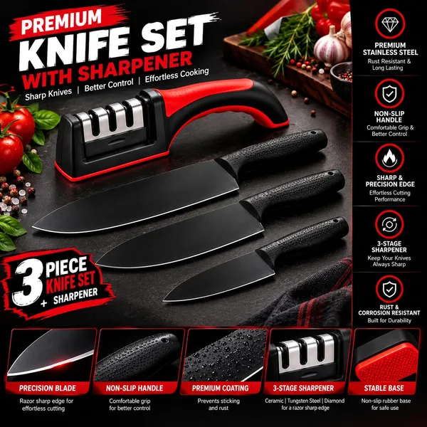 Klivora_Black_Stainless_Steel_3-Piece_Chef_Cleaver_Utility_Knife_Set_With_Sharpener