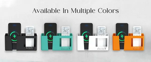 Plastic_Black_Self-Adhesive_Wall_Mount_Phone_Charging_Holder_With_Storage_Box_-_Pack_Of_2
