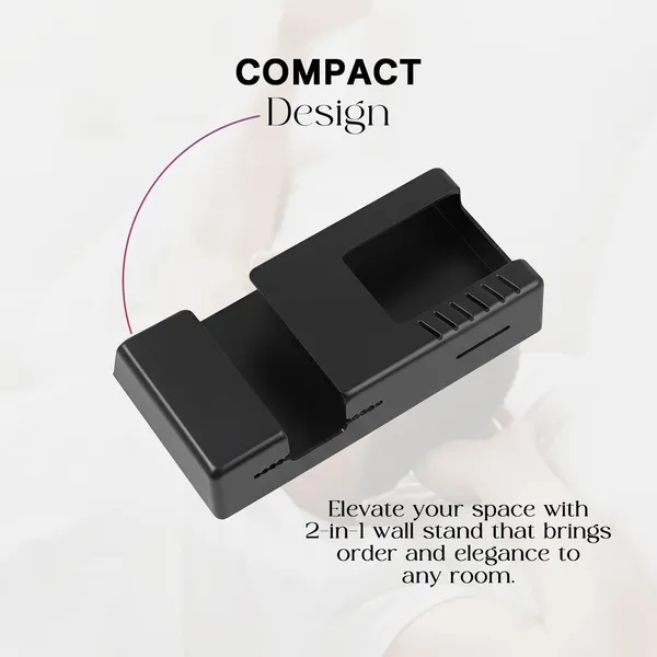 Plastic_Black_Self-Adhesive_Wall_Mount_Phone_Charging_Holder_With_Storage_Box_-_Pack_Of_2
