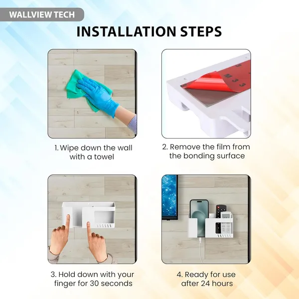 Plastic_Green_Self-Adhesive_Wall_Mount_Phone_Charging_Holder_With_Storage_Box_-_Pack_Of_2
