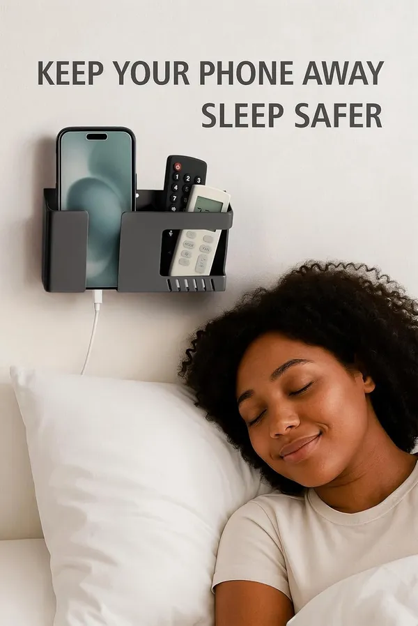 Plastic_Green_Self-Adhesive_Wall_Mount_Phone_Charging_Holder_With_Storage_Box_-_Pack_Of_2