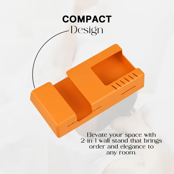 Plastic_Orange_Self-Adhesive_Wall_Mount_Phone_Charging_Holder_With_Storage_Box_-_Pack_Of_2