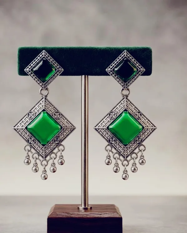Green_Silver_Alloy_Geometric_Stone_Drop_Earrings_For_Women_-_Pack_Of_3