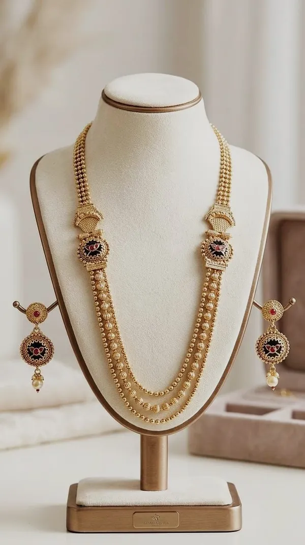 Gold-Tone_Floral_Layered_Traditional_Necklace_Earring_Set_For_Women