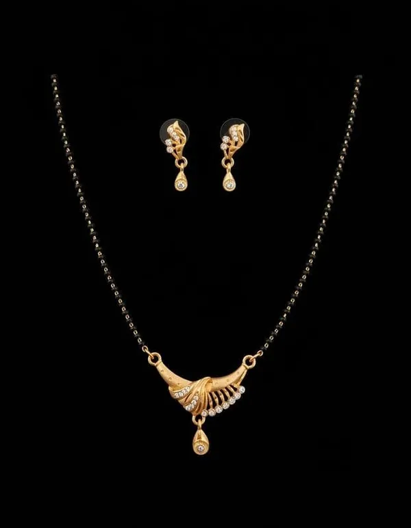 Golden_Black_Brass_Mangalsutra_Necklace_Earrings_Set_For_Women