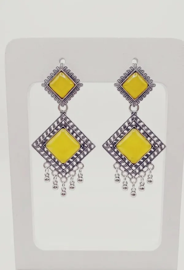 Silver_Yellow_Alloy_Geometric_Stone_Drop_Earrings_For_Women_-_Pack_Of_3