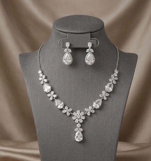 Silver_Alloy_Crystal_Floral_Pendant_Necklace_Earrings_Set_For_Women